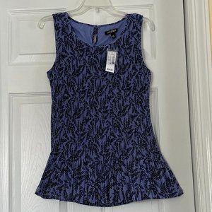 Lavender & Black pleated sleeveless top, M